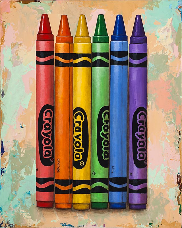 Crayola retro Pop Art painting by Los Angeles artist David Palmer