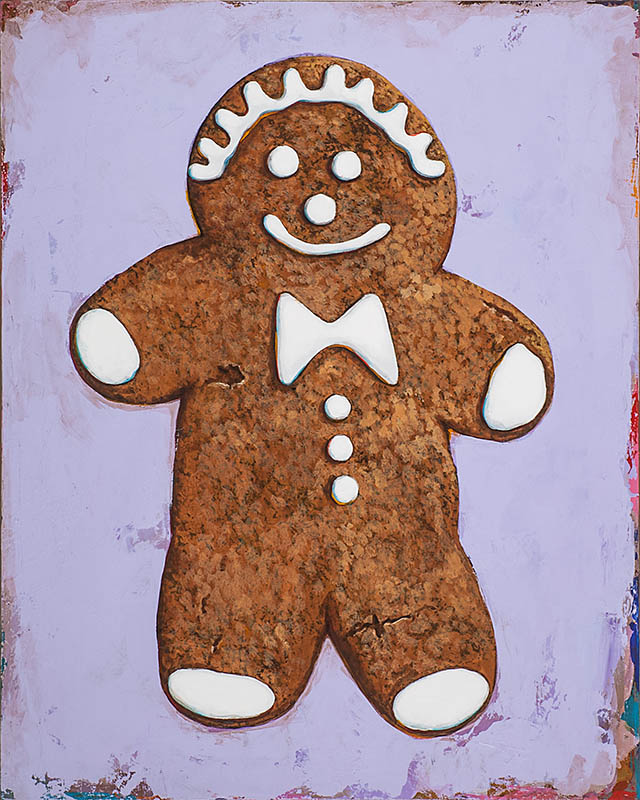 Gingerbread man retro Pop Art painting by Los Angeles artist David Palmer
