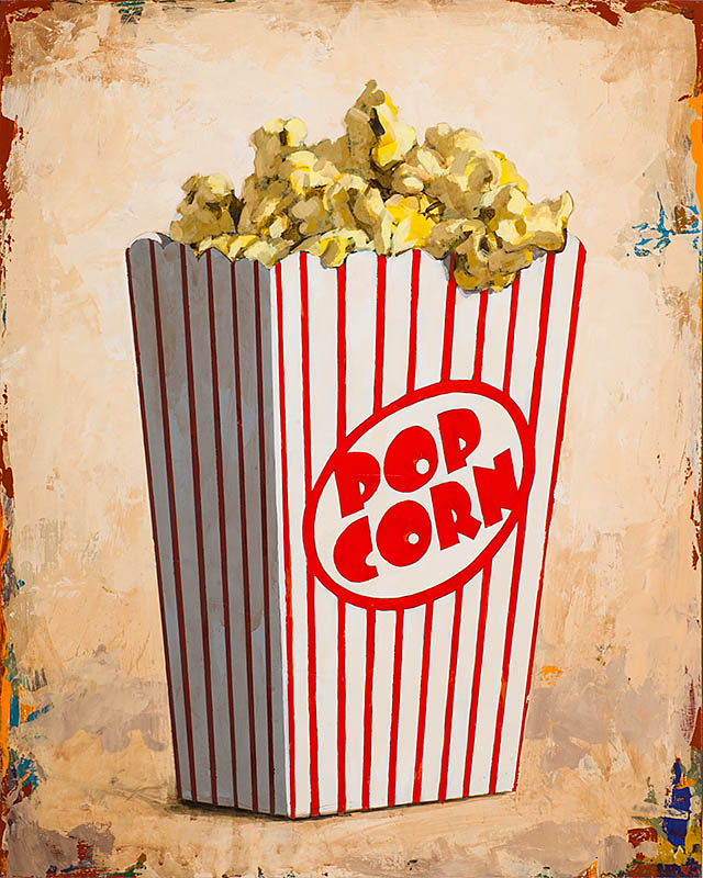 Popcorn retro Pop Art painting by Los Angeles artist David Palmer