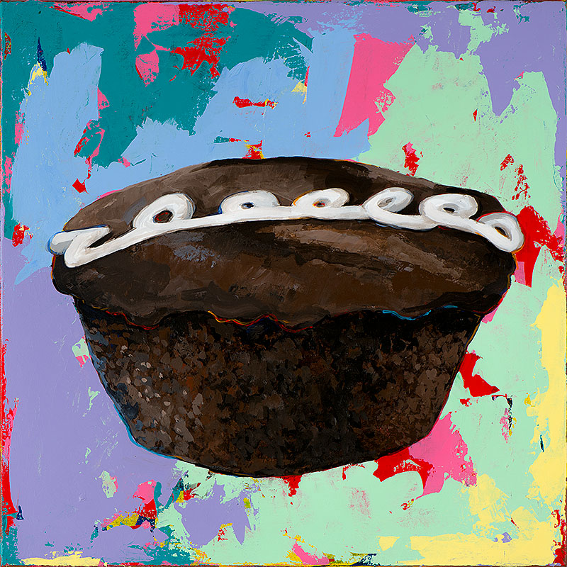 Cupcake 3 retro Pop Art painting by Los Angeles artist David Palmer