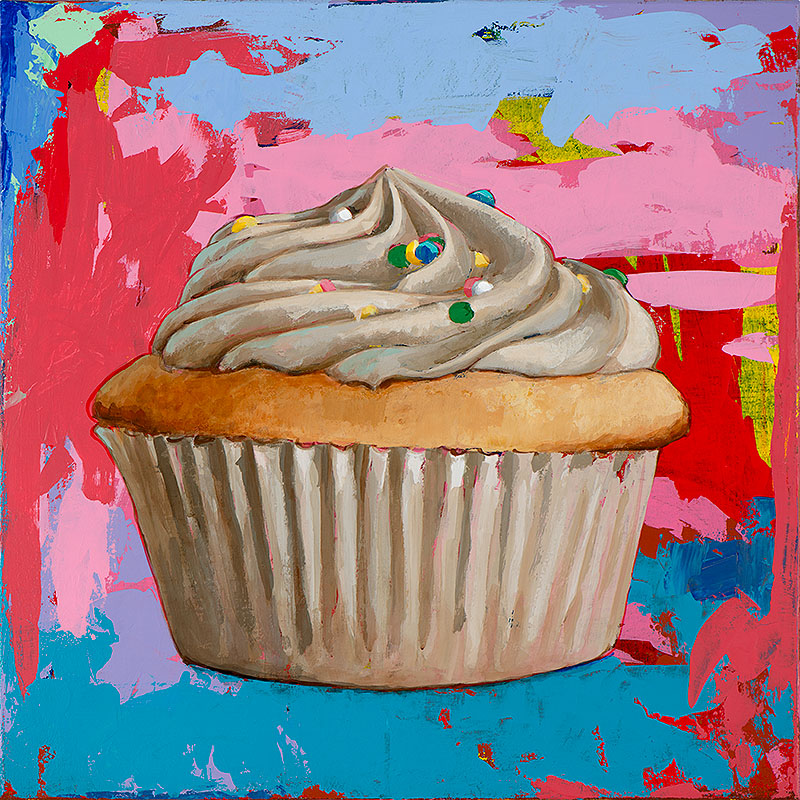 Cupcake 4 retro Pop Art painting by Los Angeles artist David Palmer