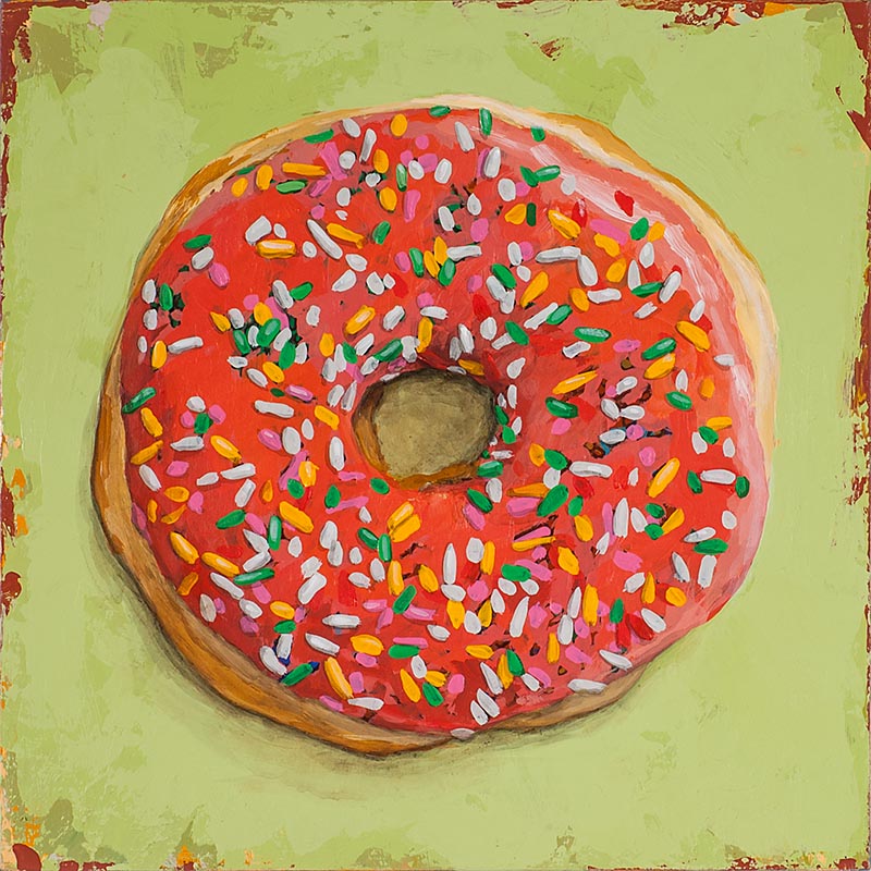 Donut 1 retro Pop Art painting by Los Angeles artist David Palmer