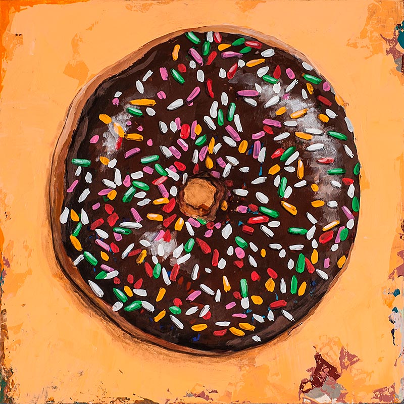 Donut 2 retro Pop Art painting by Los Angeles artist David Palmer