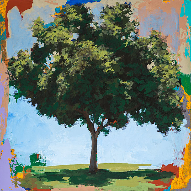 tree 1 retro Pop Art landscape painting by Los Angeles artist David Palmer