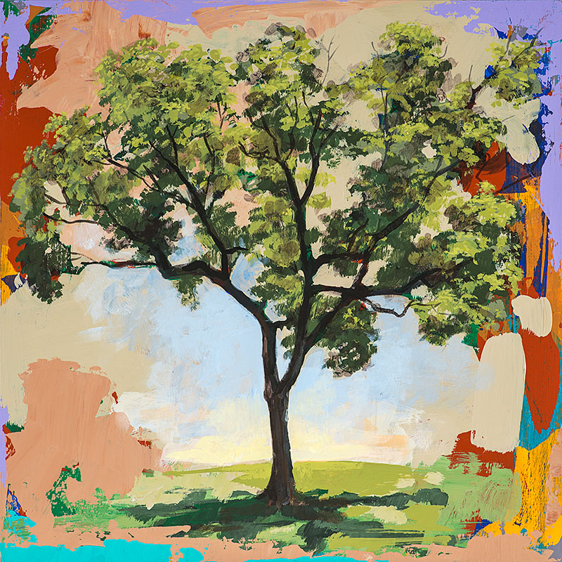 tree 2 retro Pop Art landscape painting by Los Angeles artist David Palmer
