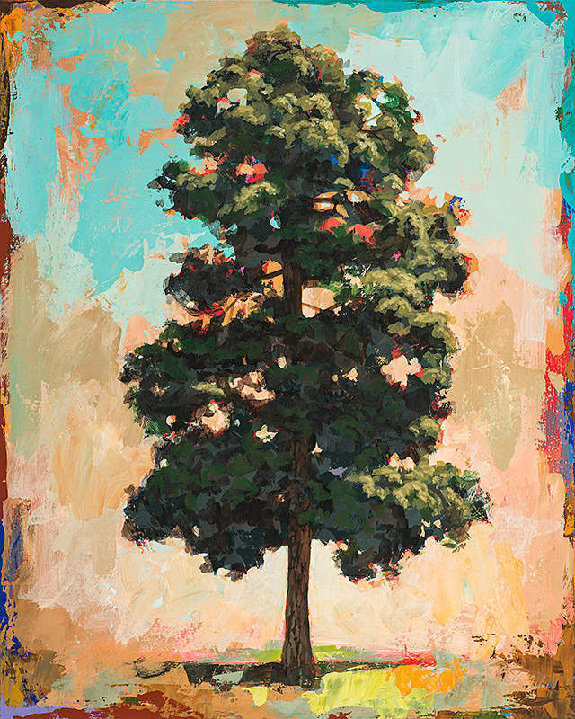 tree 4 retro Pop Art landscape painting by Los Angeles artist David Palmer
