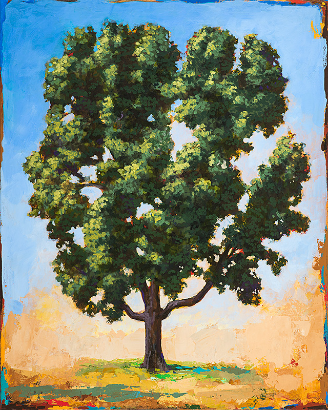 tree 5 retro Pop Art landscape painting by Los Angeles artist David Palmer