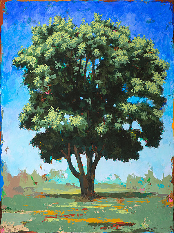 tree 6 retro Pop Art landscape painting by Los Angeles artist David Palmer