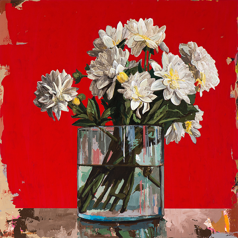 Flowers 4, painting by Los Angeles artist David Palmer, acrylic on canvas, art