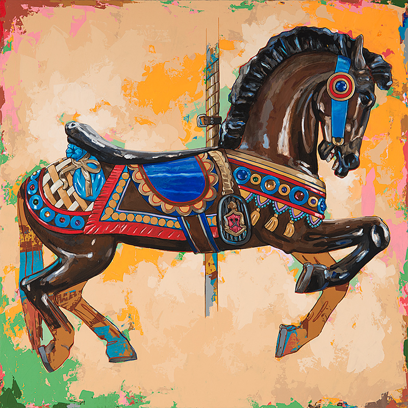 Horses 3, painting by Los Angeles artist David Palmer, acrylic on canvas, art