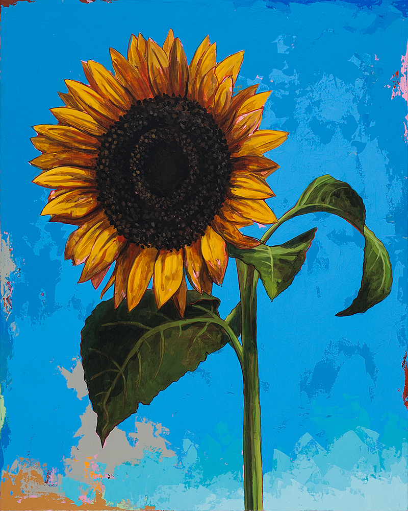 Sunflowers 2, painting by Los Angeles artist David Palmer, acrylic on canvas, art