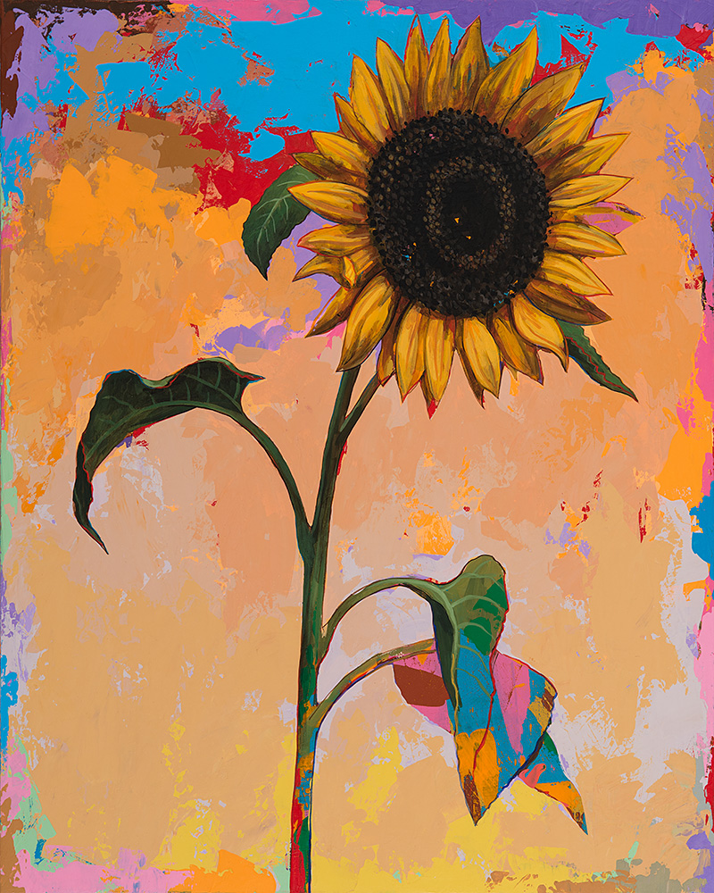 Sunflowers 3, painting by Los Angeles artist David Palmer, acrylic on canvas, art