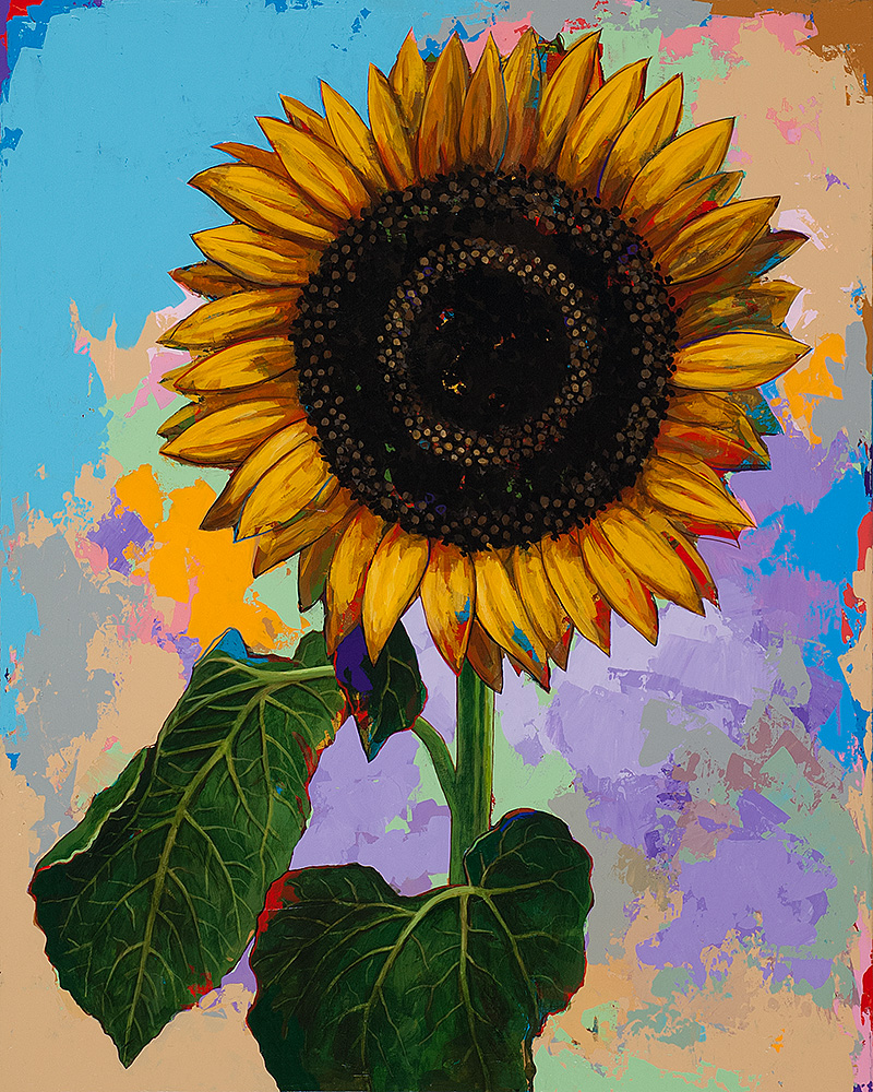 Sunflowers 4, painting by Los Angeles artist David Palmer, acrylic on canvas, art