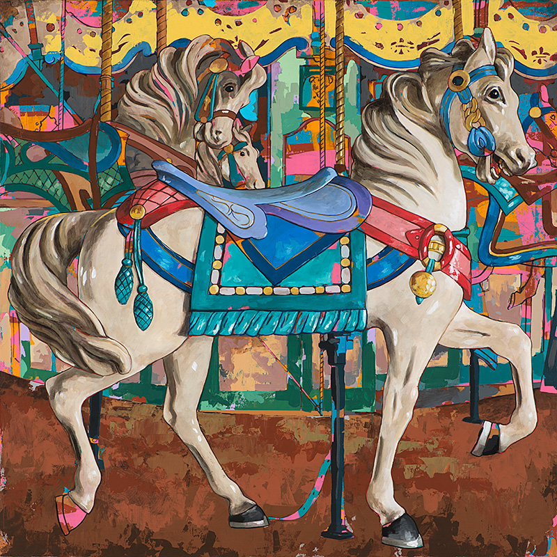 Horses #9, painting by Los Angeles artist David Palmer, acrylic on canvas, art