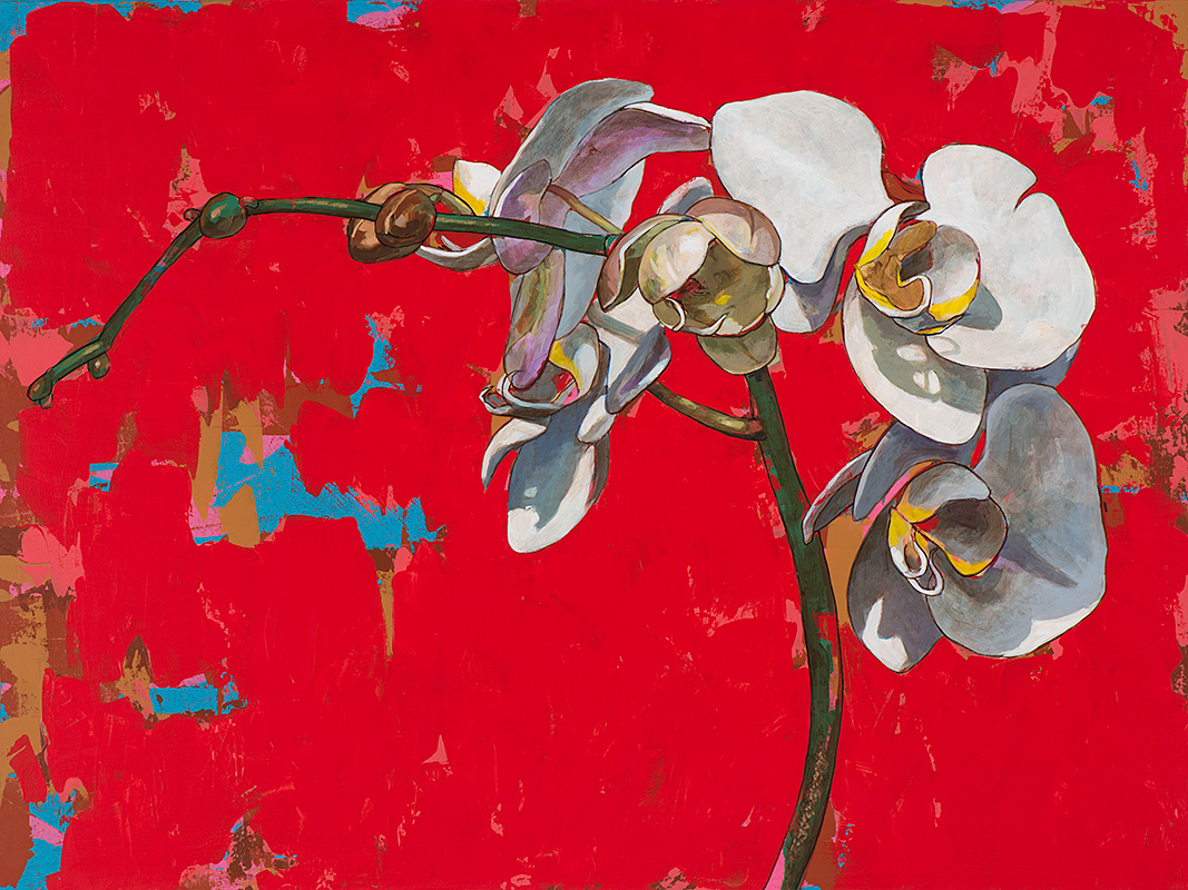 Orchids 1, painting by Los Angeles artist David Palmer, acrylic on canvas, art