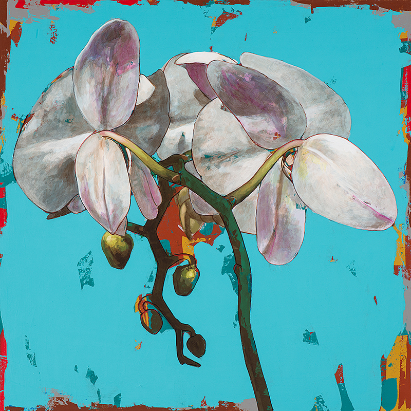 Orchids #2, painting by Los Angeles artist David Palmer, acrylic on canvas, art