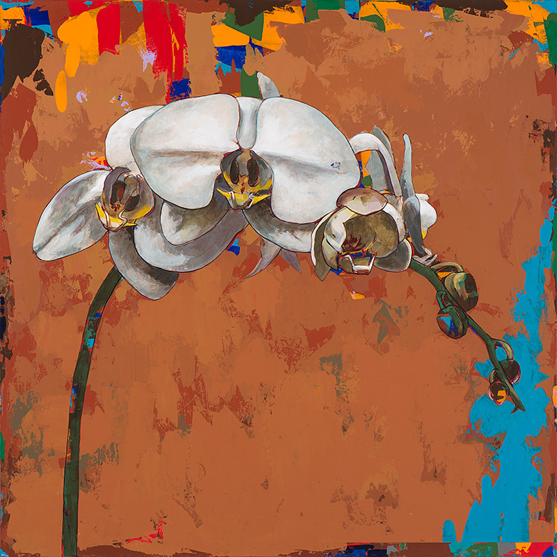 Orchids #4, painting by Los Angeles artist David Palmer, acrylic on canvas, art