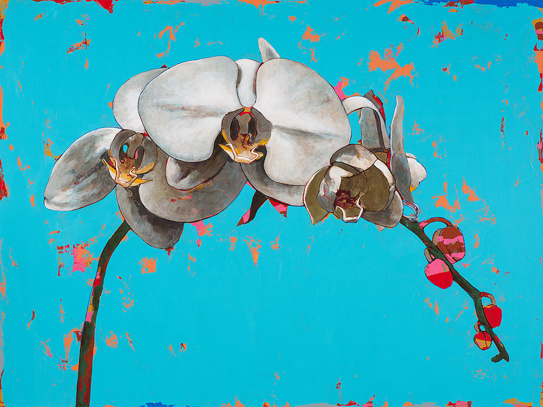 Orchids #5, painting by Los Angeles artist David Palmer, acrylic on canvas, art