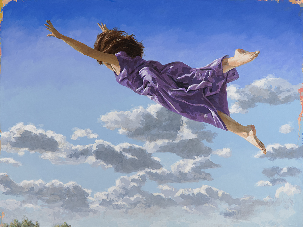 Flying Dream #1, painting by Los Angeles artist David Palmer, acrylic on canvas, art