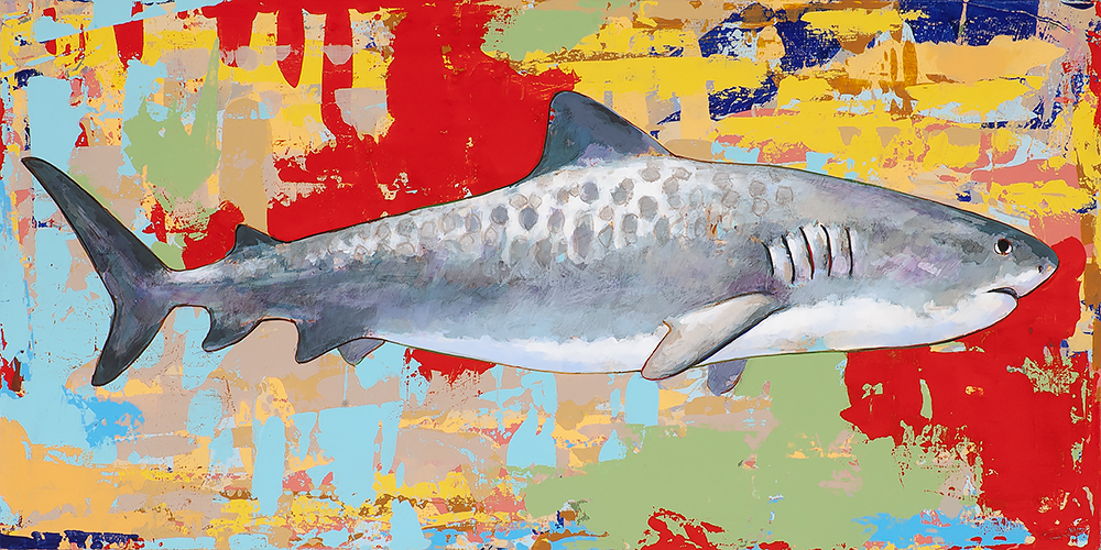 Shark Decor #3, painting by Los Angeles artist David Palmer, acrylic on canvas, art