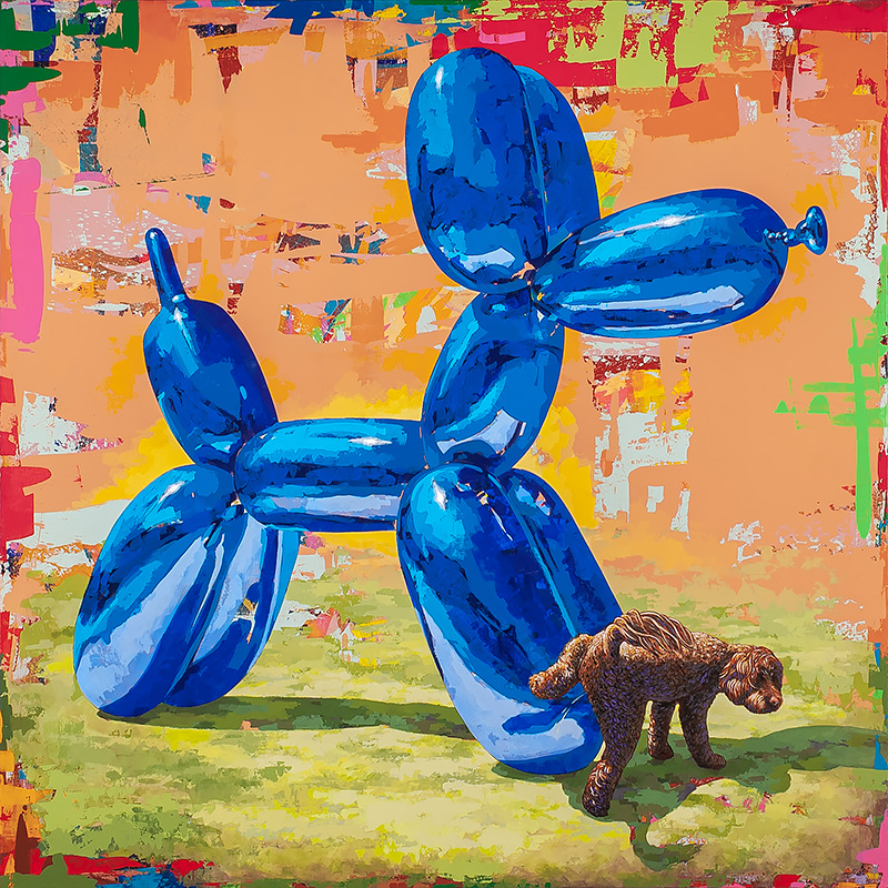 Dog Politics, painting by Los Angeles artist David Palmer, acrylic on canvas, art