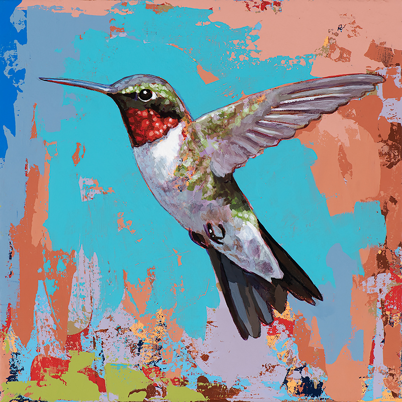 Hummingbird #38, painting by Los Angeles artist David Palmer, acrylic on canvas, art
