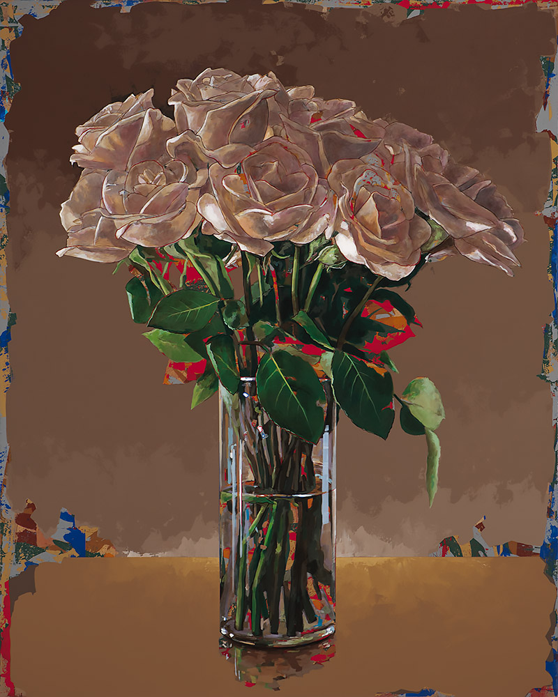 White Roses #7, painting by Los Angeles artist David Palmer, acrylic on canvas, art