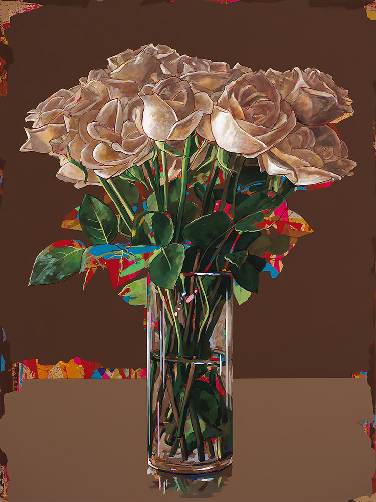 White Roses #9, painting by Los Angeles artist David Palmer, acrylic on canvas, art