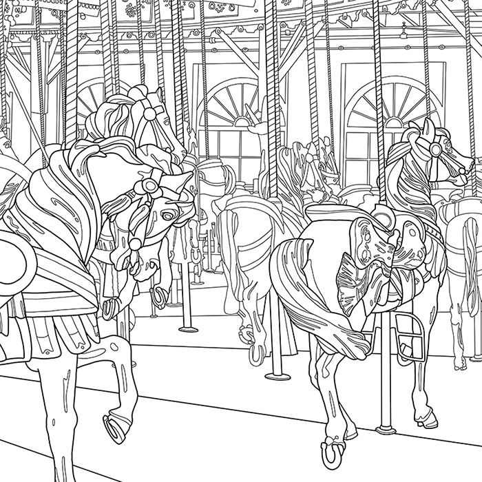 CAROUSEL: a Coloring Jones coloring book for adults