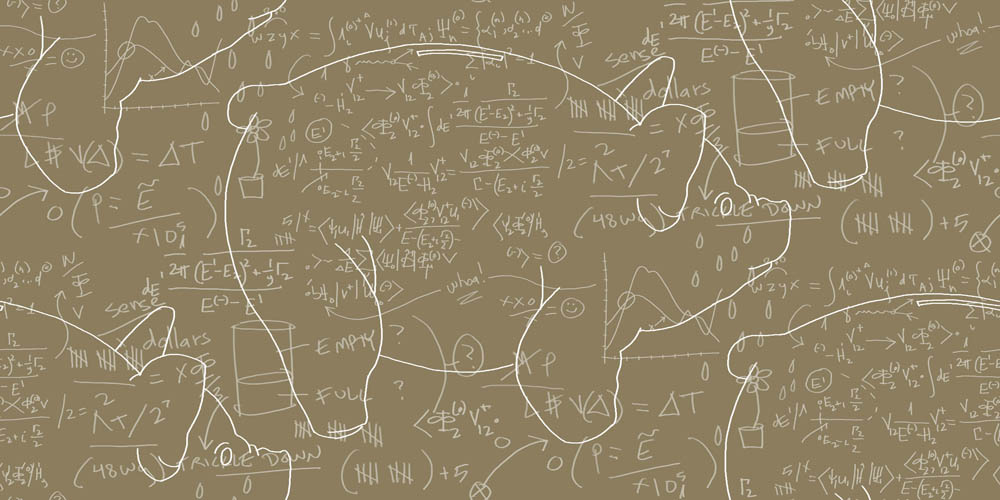 Pigs and Maths chalkboard wallpaper by Los Angeles artist David Palmer for ROLLOUT