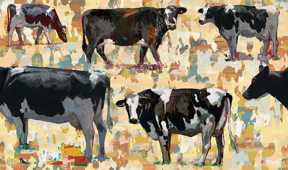 cow 1 retro Pop Art wallpaper by Los Angeles artist David Palmer for ROLLOUT