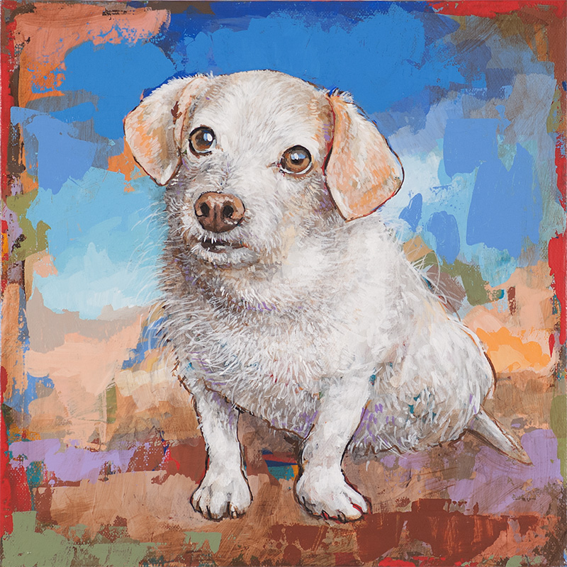 Sammy (dog portrait), painting by Los Angeles artist David Palmer, acrylic on canvas, art